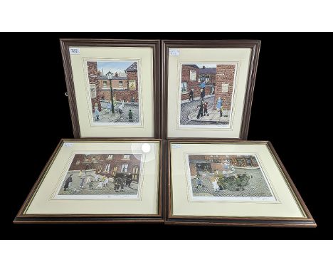 Collection of Four Tom Dodson Prints, all signed in the margin in pencil.  Produced by Studio Arts circa 1990s.  'Mill Street