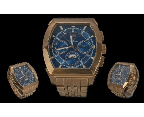 Fashion Watch by S Coifman, quartz chronometer, rolled gold plated strap and face, in box with paperwork.