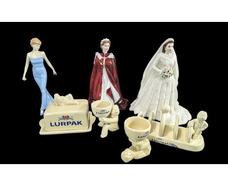 Collection of Two Royal Worcester Figures and a Royal Doulton Figure, comprising Queen Elizabeth II Royal Worcester figure in