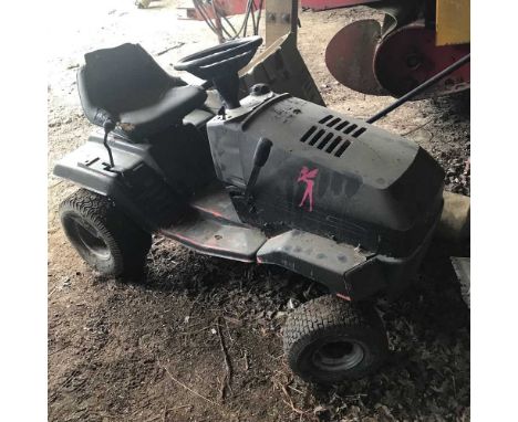A black petrol ride-on tractor