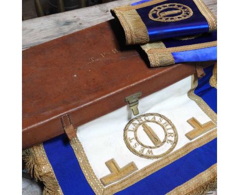 A vintage brown leather case, early 20th century, inscribed TFH, stamped Spencer &amp; Co., Queen Street, London, 72cm, conta