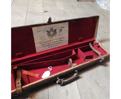 An early 20th century leather gun case by Holland &amp; Holland with initials TGFH, Sir Thomas George Fermor Hesketh, later F