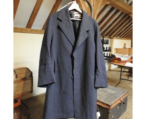 A vintage Burberry dark blue double breasted topcoat
