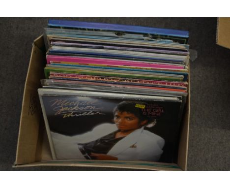 A box of LP's including Michael Jackson, The Springfields, James Bond, Hair, John Lennon 