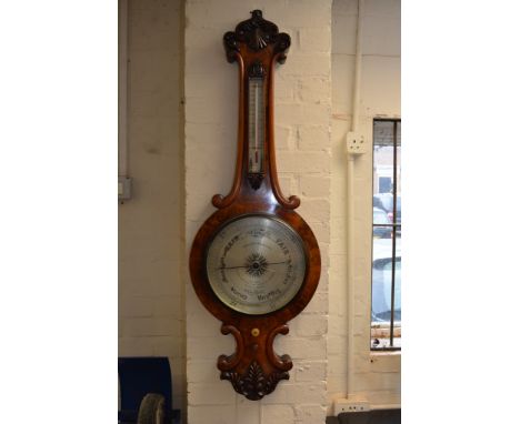 A large Victorian walnut barometer by Chadburn & Son the silvered dial inscribed to his late RH The Prince consort 71 Lord st