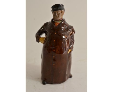 A Doulton Kingsware miniature decanter in the form of a rotund gentleman in hat and coat.