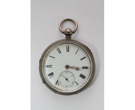 A silver cased pocket watch with white enamel face and secondary dial, Chester 1880.