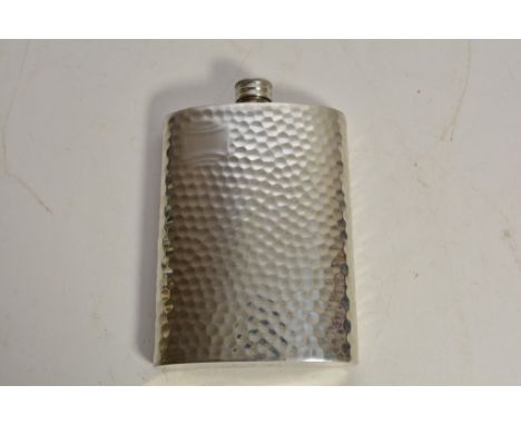 A planished Pewter hip flask. 