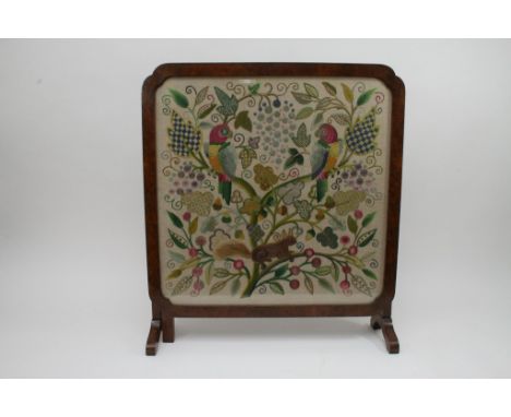 A 1940's embroidered firescreen