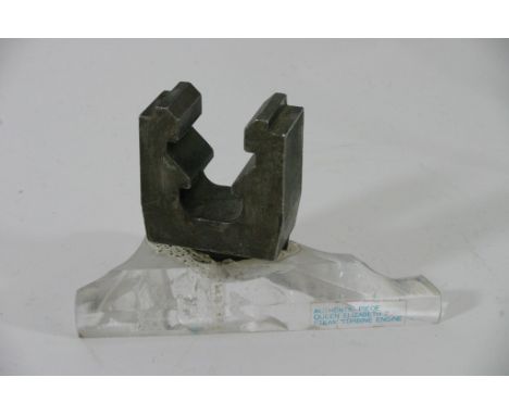A limited edition sculpture by Michael F Cox using a piece of steam turbine engine from the QE2.
