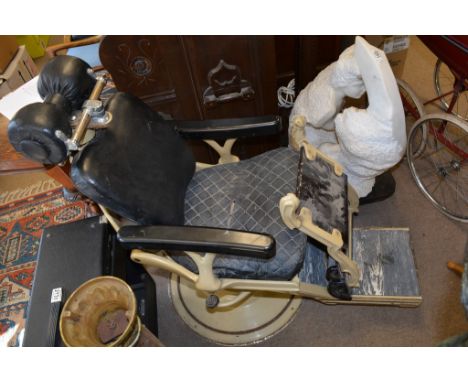 A mid 20th Century vintage dentist's chair, in need of some restoration 