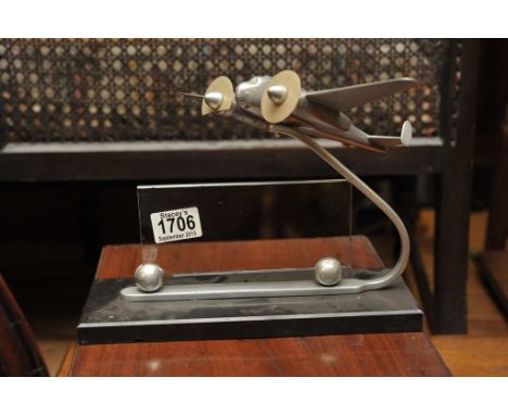 A chrome WWII twin engine aircraft of an RAF bomber desk top picture frame 