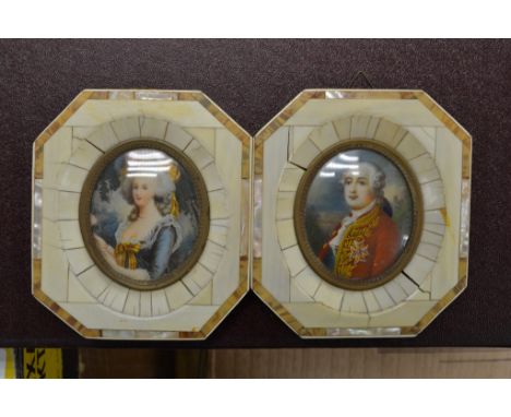 Two ivory framed portrait miniatures, one of a Georgian gentleman, the other of a lady.