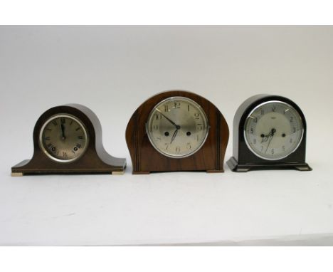 A collection of three mantel clocks, including Smiths Bakelite 