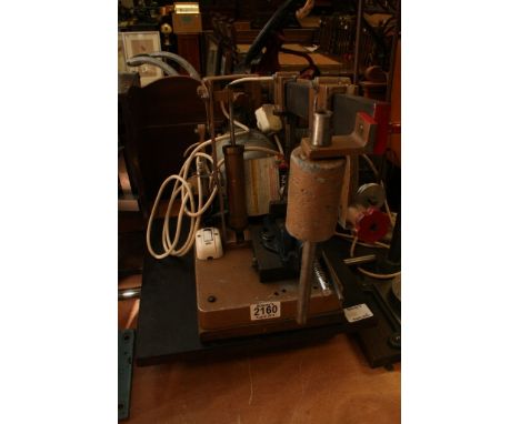 A well engineered desk saw, untested and in need of attention together with an adjustable metal working bed by Windley Bros 