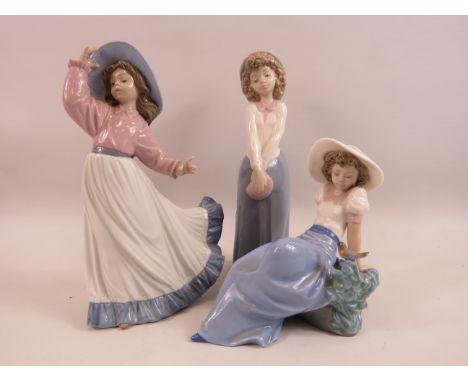 3 Nao figurines of young girls, the tallest measures 9.5".