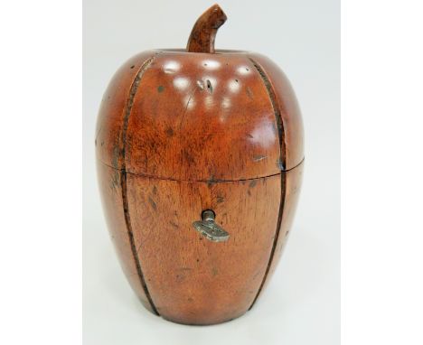 Lovely old Pearwood tea caddy wit hworking locking hinged lid with key. Remnants of the silvered interior. Very good conditio
