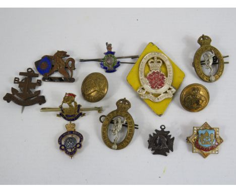 Vintage military and enamel badges etc.