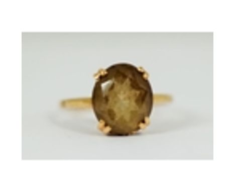 9ct gold vintage smokey quartz st cocktail ring (2.7g) 742850 PA495