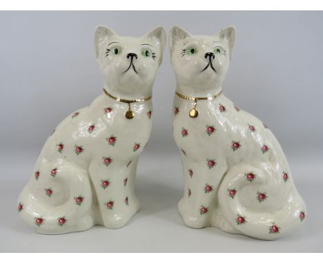 2 Arthur Wood staffordshire style cats, 11" tall.