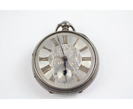 STERLING SILVER Gents Antique Fusee Open Face POCKET WATCH Key-Wind Requires Repair - Missing Crystal Inc. Silver Dial, Gold 