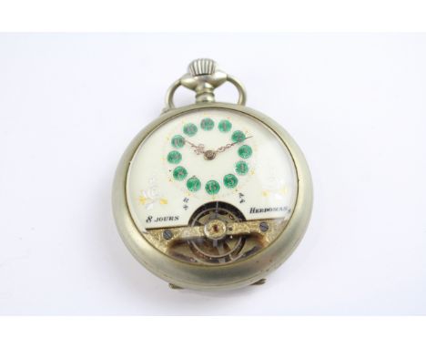 HEBDOMAS Vintage Gents Open Face 8 Days POCKET WATCH Hand-Wind Requires Service Dimensions -63mm x 50mm Item Is In Vintage Co