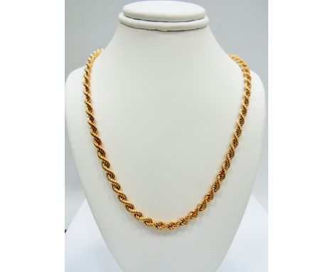 9ct Yellow Gold Italian twist rope neck chain 17 inhces long    6.4g