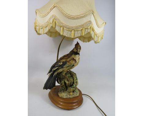 Riccardo Pennati Italian figural lamp of a jay bird, 21" to the top of the lamp fitting and comes with a shade.