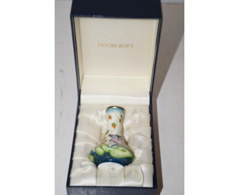 Moorcroft miniature enamel vase boxed Height 8 cm