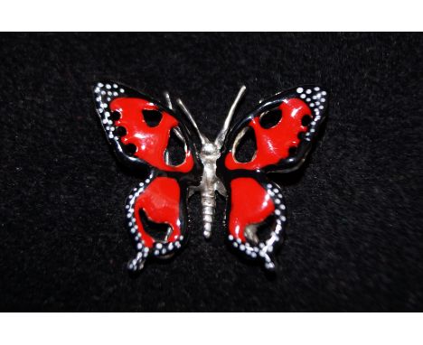 Silver enamel butterfly