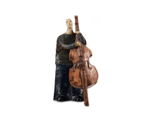 LUDMILLA KOSIMA, MUSICIAN a sculpture in glazed ceramic, signed with initials and numbered 036-07 42.5cm high
