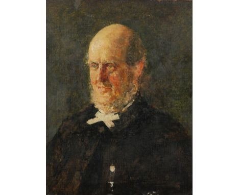 EDWARD BRENT WALKER (active 1892 - 1903) OIL PAINTING ON CANVAS 'Portrait of Rev'd Dowson' Signed and dated 1914 18" x 14" (4