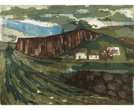 NORMAN C JAQUES (1926-2014) LITHOGRAPH IN COLOUR Building and fence 10 1/4" x 13 3/4" (26 x 35cm) unframed  and  LITHOGRAPH I