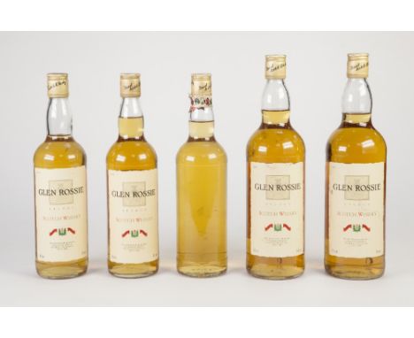 TWO ONE LITRE BOTTLES GLEN ROSSIE - SELECT SCOTCH WHISKY  THREE 70CL BOTTLES DITTO, 40% vol (one lacking labels) (5)