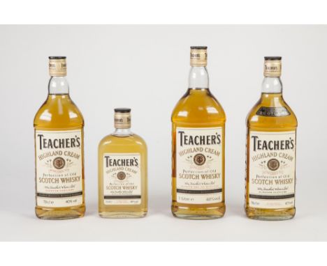 ONE LITRE BOTTLE TEACHER'S HIGHLAND CREAM - SCOTCH WHISKY TWO 70CL BOTTLES DITTO and ANOTHER 35 CL all 40% vol (4)