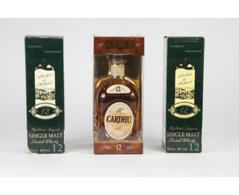 BOXED 1 LITRE BOTTLE OF CARDHU SINGLE MALT SCOTCH WHISKY 12 years old in square dumpy bottle, 43% vol, window box good and TW