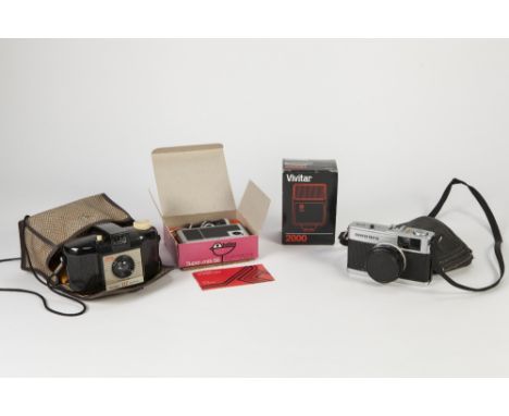 OLYMPUS TRIP 35 ROLL FILM CAMERA, in soft case, together with a KODAK BROWNIE 127, in soft case, with instructions and cloud 