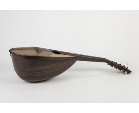 EARLY 20TH CENTURY EIGHT STRING MANDOLIN LABELLED PERELLS NAPOLI the finger board with mother of pearl disk inlay and sevente
