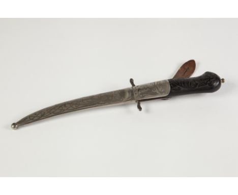 C.W. DAHLGREN -ESKILSTUNA, SWEDEN EARLY 20TH CENTURY HUNTING KNIFE the plated curved single edge blade stamped with makers na