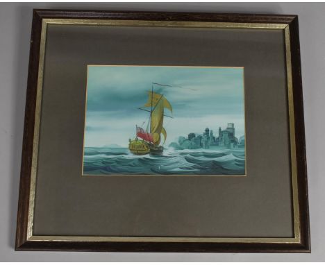 A Framed Gouache by R Constable, Dated Jan 14. 1979, Tall Ship Approaching Harbour, 21x14.5cms 
