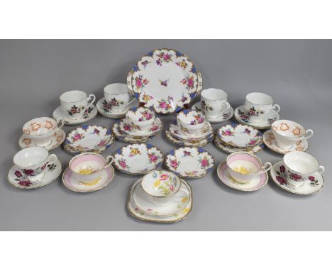 A Collection of Various of Teawares to Comprise Cake Plate, Saucers, Side Plates and Two Cups etc 