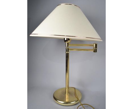 A Modern Brass Hinged Table Lamp with Shade, 53cms High Overall 