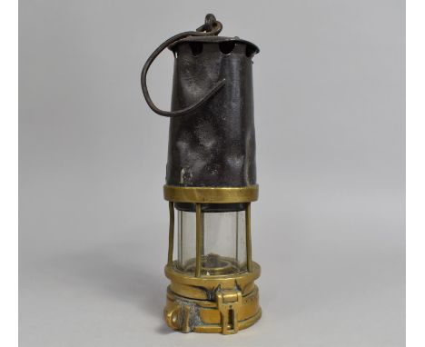 An Early Brass and Iron Miner's Safety Lamp, 24cms High 