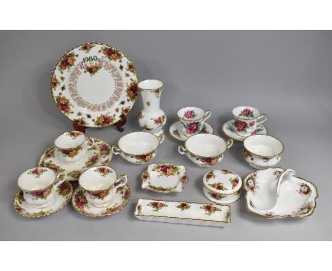 A Collection of Various Royal Albert to Comprise Old Country Roses, Teacups, Saucers, Vase etc 