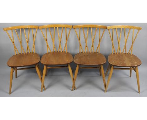 A Set of Four Ercol Cross Stick Back Dining Chairs 