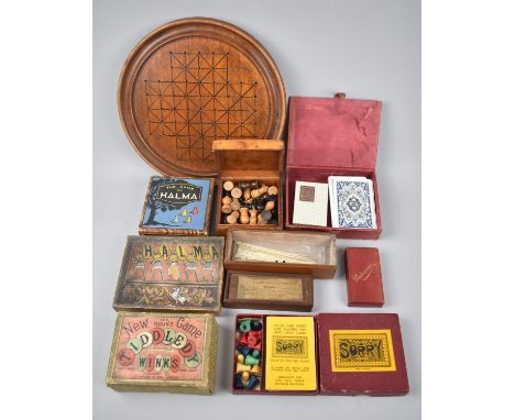 A Collection of Various Vintage Games to include Halma, Tiddlywinks, Solitaire, Playing Cards, Card Dominoes, Sorry Etc 