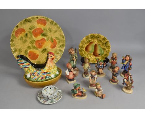 A Collection of Various Goebel Figures Together with Glazed Plates, Egg Crock etc, Some Condition Issues 