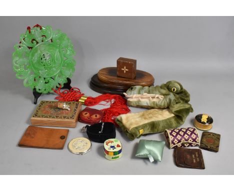 A Collection of Various Sundries to Comprise Large Resin Jade Effect Wall Plaque, Hand Puppet, Boxes etc 