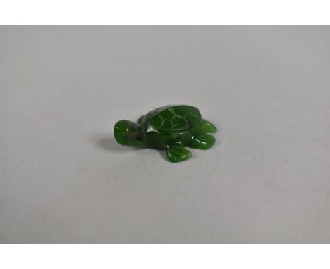 A Small Carved Jade Study of a Turtle, 3cm long 