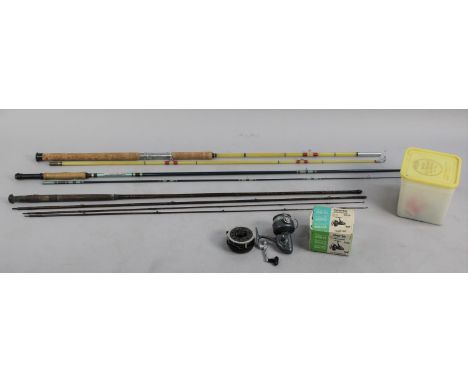 Three Vintage Fishing Rods in Canvas Cases to Include Gilfin Example Together with a Noris Shakespeare 2020 Spinning Reel etc
